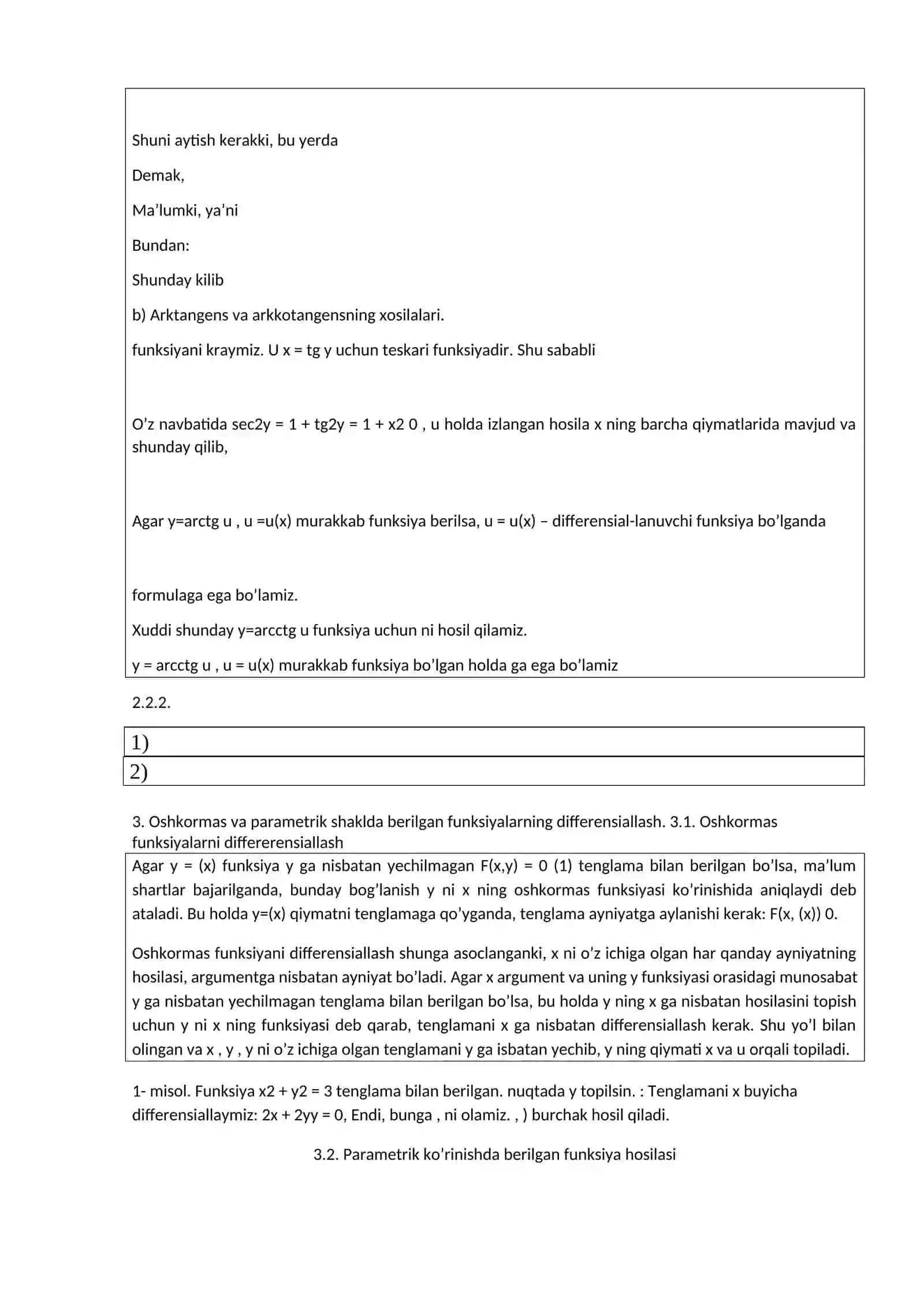 Funksiyaning differensiallanuvchanligi va uzluksizligi orasidagi bog’lanish 3