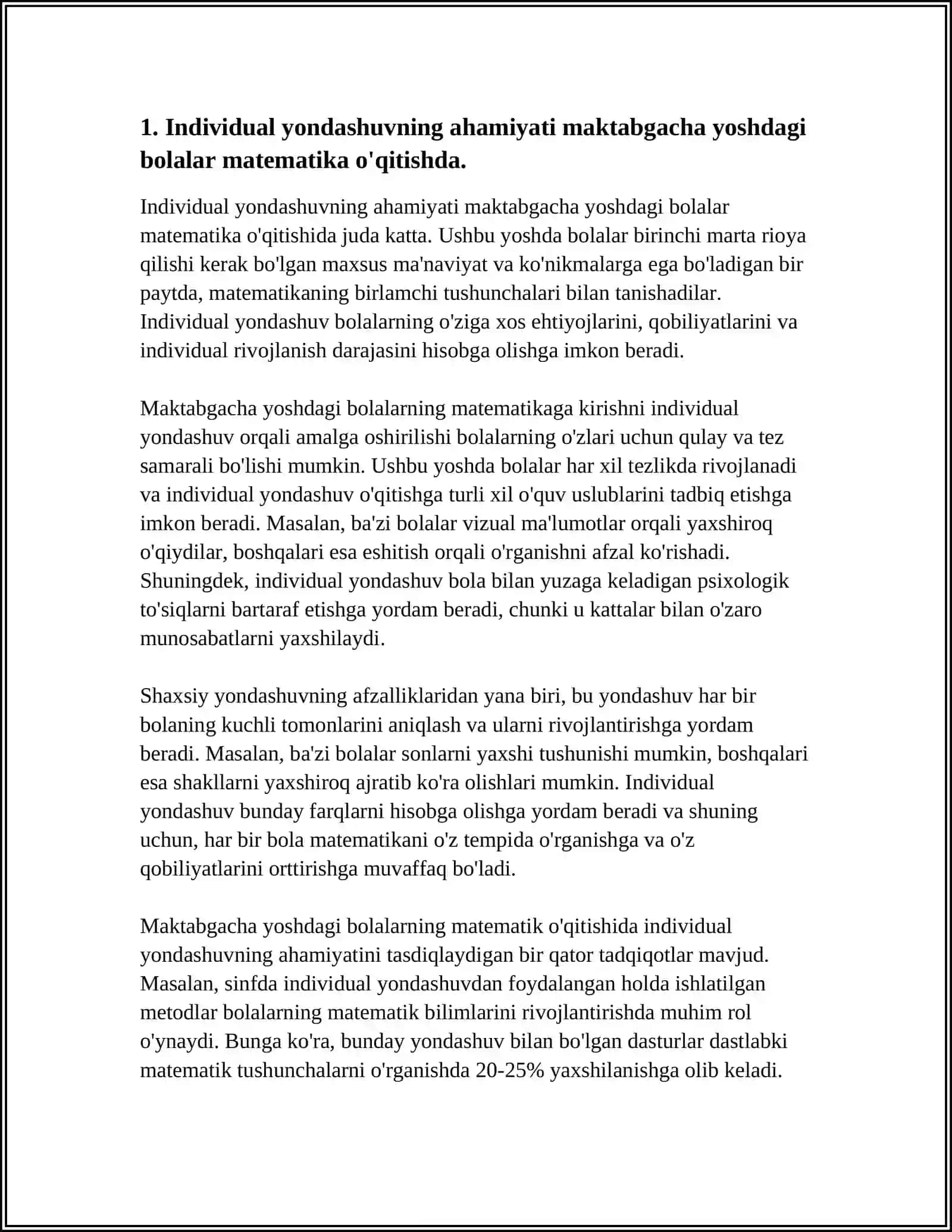 MAKTABGACHA YOSHDAGI BOLALARDA MATEMATIK TASAVVURLARNI SHAKLLANTIRISHDA INDIVIDUAL YONDASHISH PRINSIPINING ROLI 3