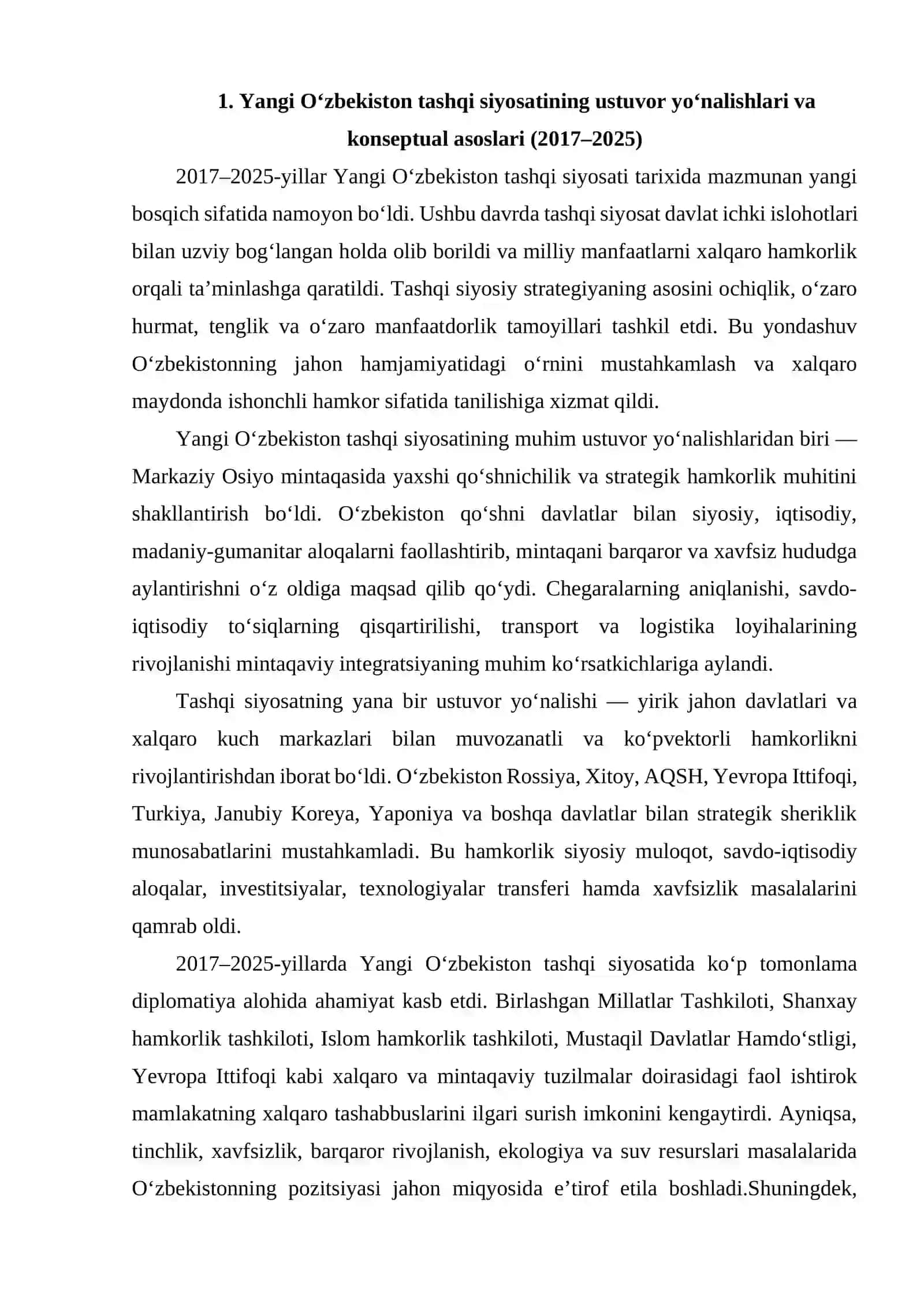 YANGI O’ZBEKISTONNING JAHON MAMLAKATLARI BILANN ALOQALARI (2017-2025) 3