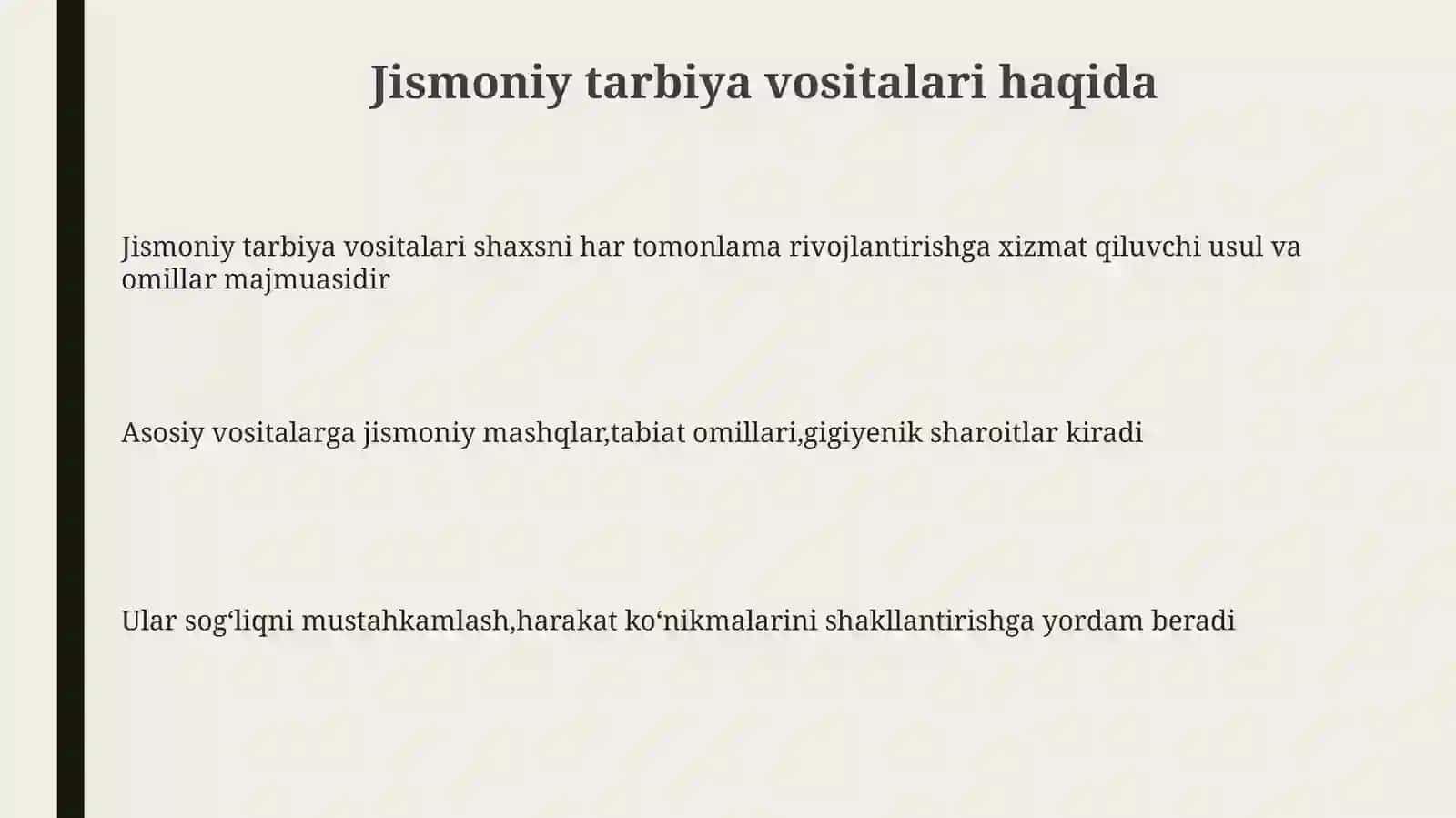Jismoniy tarbiyaning vositalari, jismoniy mashqlar 3