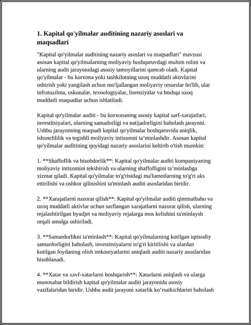 Kapital Qo'yilmalar Auditining Axborot Manbalari va Vazifalari 3
