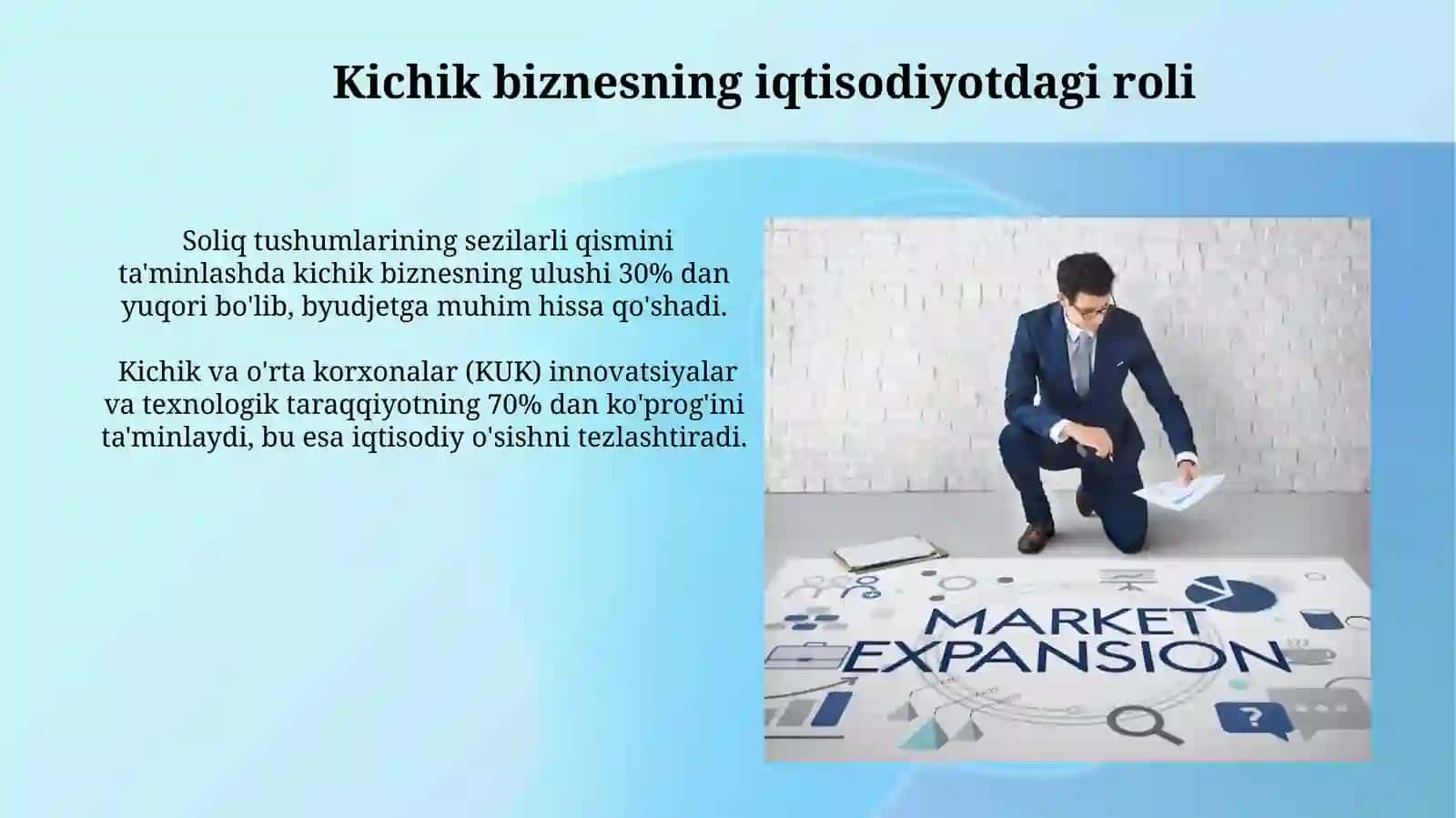 Kichik biznes va tadbirkorlikning iqtisodiyotdaggi mazmuni va mohiyati 3