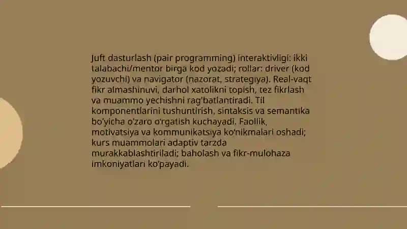 Dasturlash tillarini oʻqitishning interaktiv metodlari 3