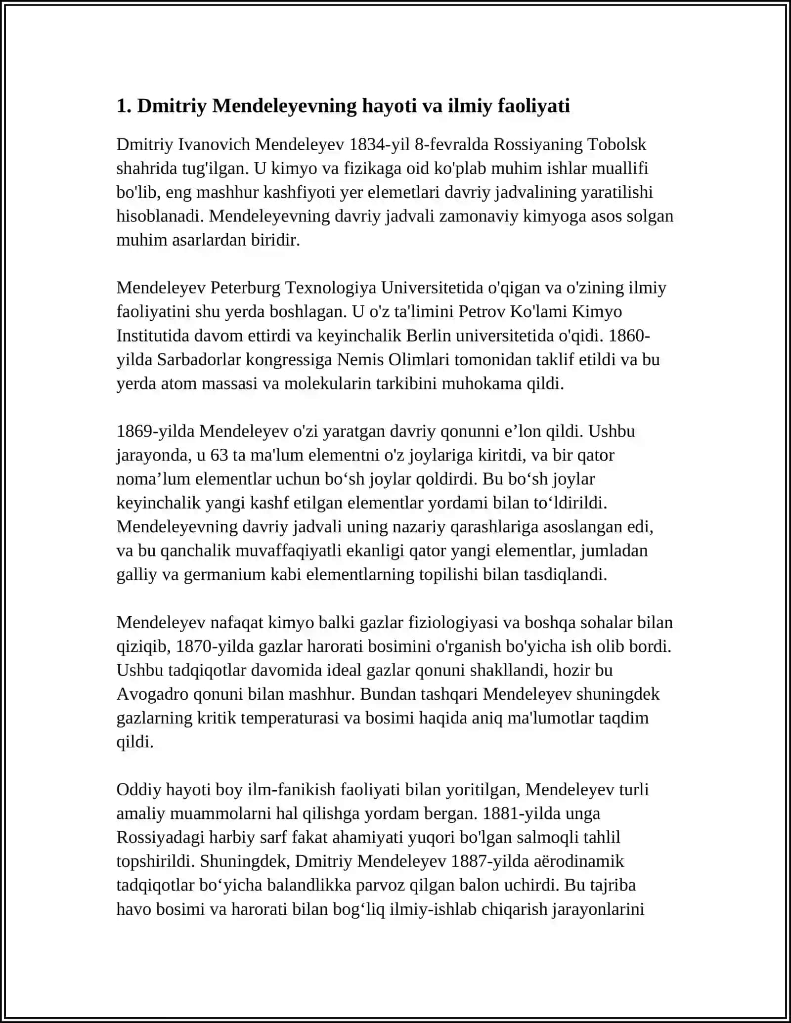 KIMYO KURSIDA D.I.MENDELEYNING DAVRIY QONUNI VA DAVRIY SISTEMASINI OʻQITISH METODIKASI 3