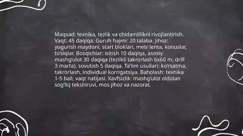 Yengil atletika darslarini tashkil qilish va o'tkazish 3