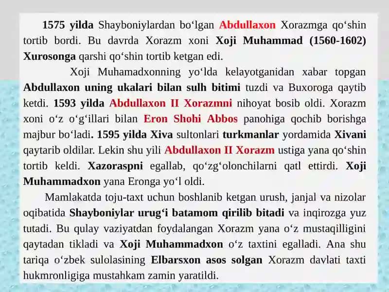 Xivaxonligining tashkil topishi va siyosiy tarixi(XVI –XIX asrning birinchi yarmi) 3