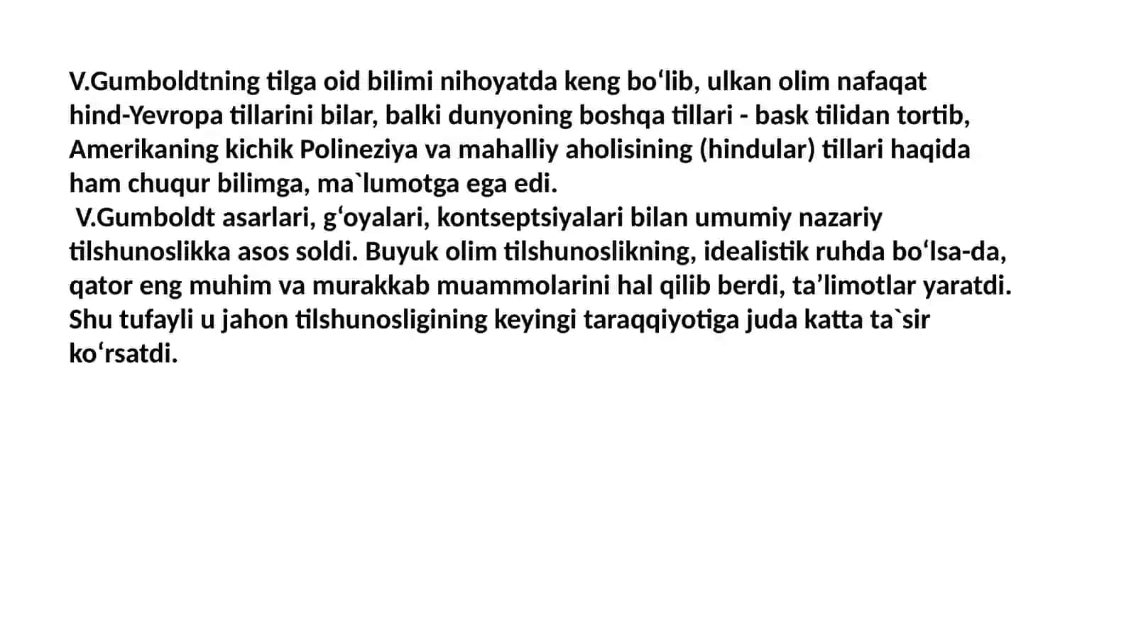 VILGELIM FON GUMBOLDT VA UMUMIY TILSHUNOSLIK. KOMPARATIVISTIKA 3