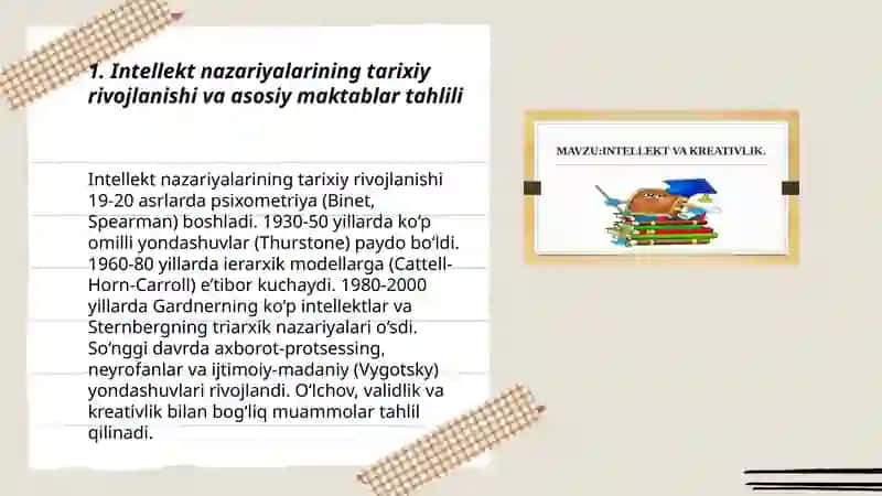 Intellekt va kreativlik nazariyalari tahlili 3