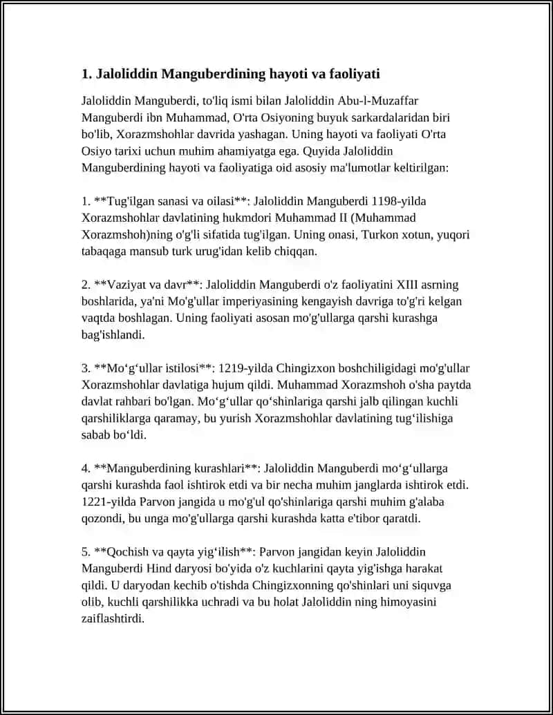 JALOLIDDIN MANGUBERDI- VATAN HIMOYACHISI 3