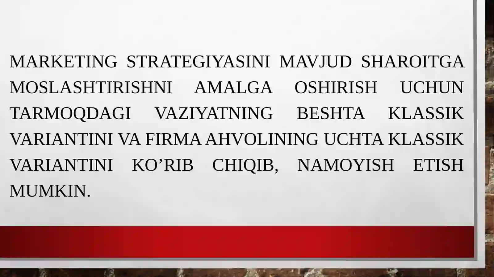 Marketing strategiyasining mavjud bozor ga Amoslash tirish 3