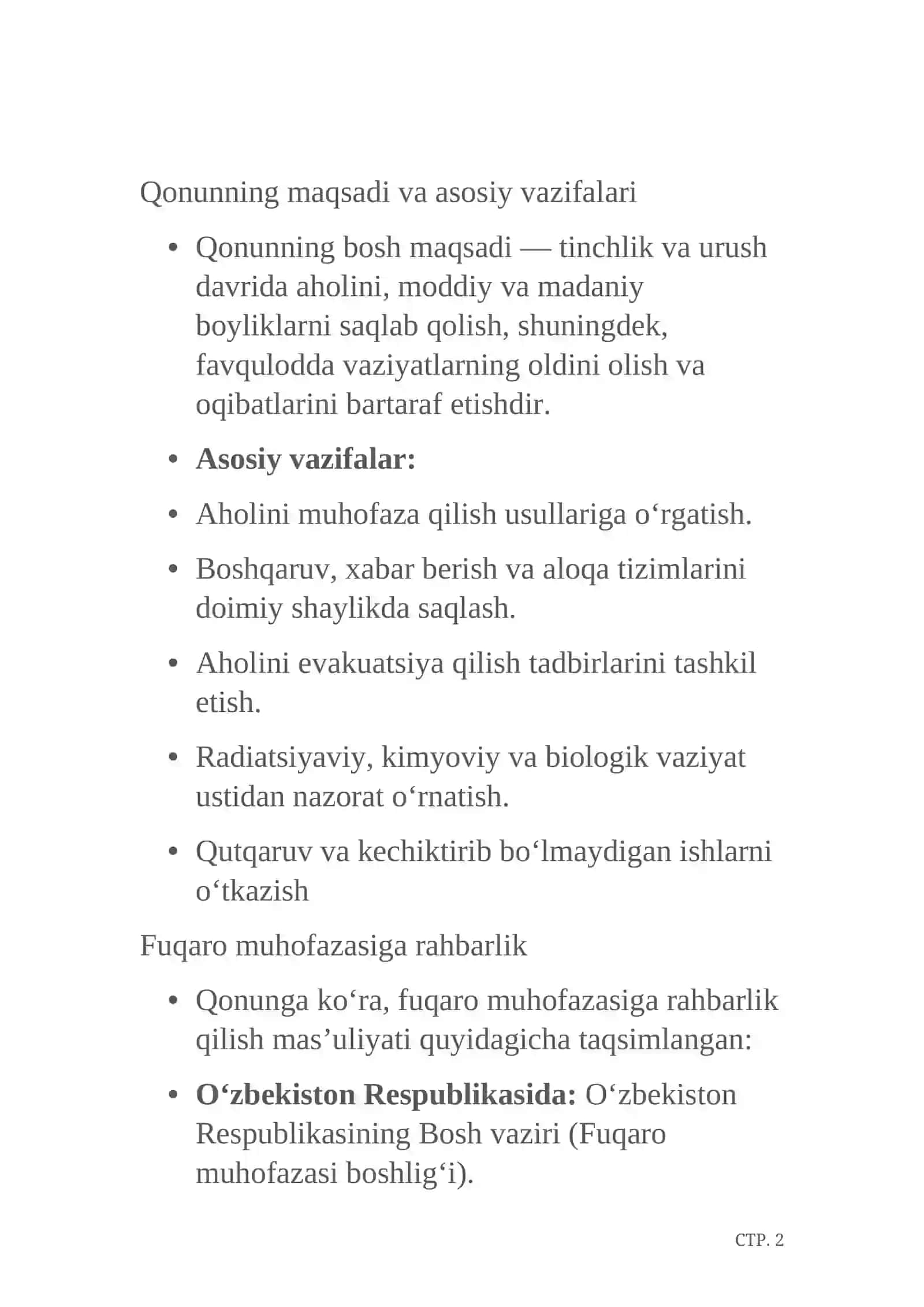 O‘zbekiston Respublikasining “Fuqaro muhofazasi to‘g‘risida”gi Qonuni 3