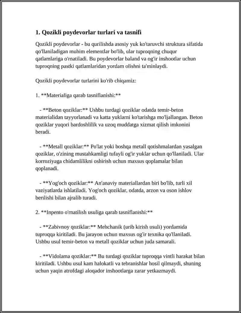 Qozikli Poydevorlar va Ularning Konstruktiv Yechimlari 3
