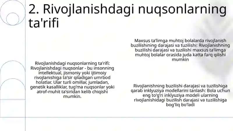 Rivojlanish buzilishi va inklyuziya modellari 3