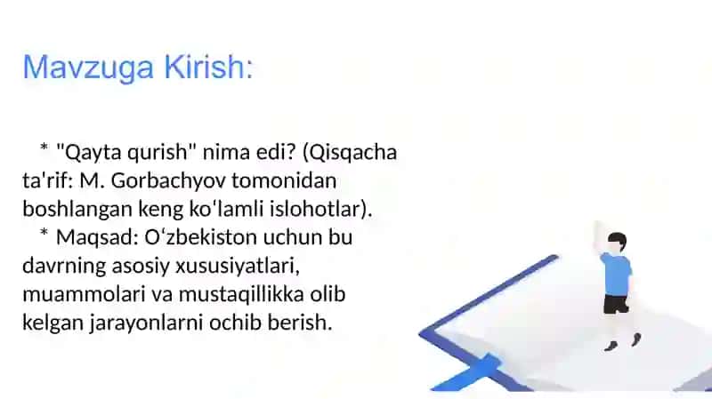 Qayta qurish (1985-1991) Oʼzbekistondagi SSRdagi ijtimoiy-siyosiy vaziyat 3