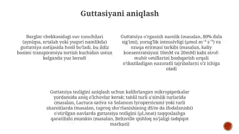 O'simliklarda guttatsiya hodisalarini o'rganish 3
