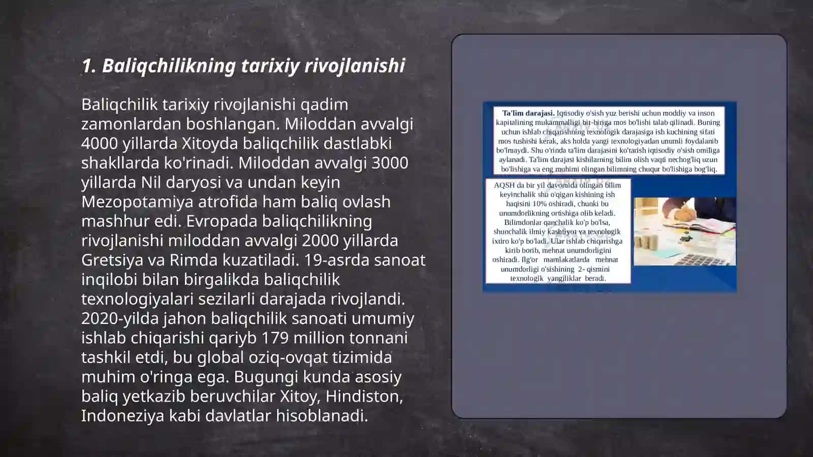 Baliqchilik, uning iqtisodiy ahamiyati 3