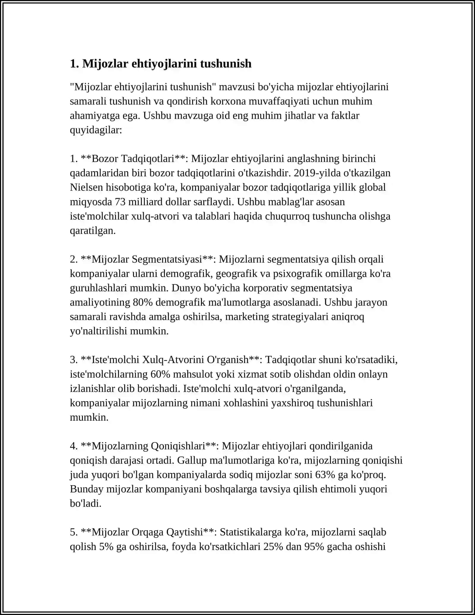 MIJOZLAR BILAN ISHLASH VA ULARNING TALABLARINI ANIQLASH 3