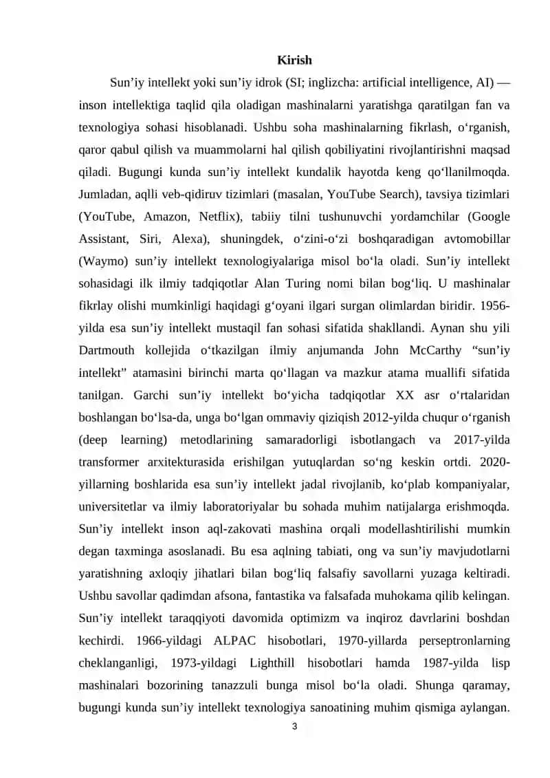 Sun’iy intellekt va uning kundalik hayotdagi o‘rni 3