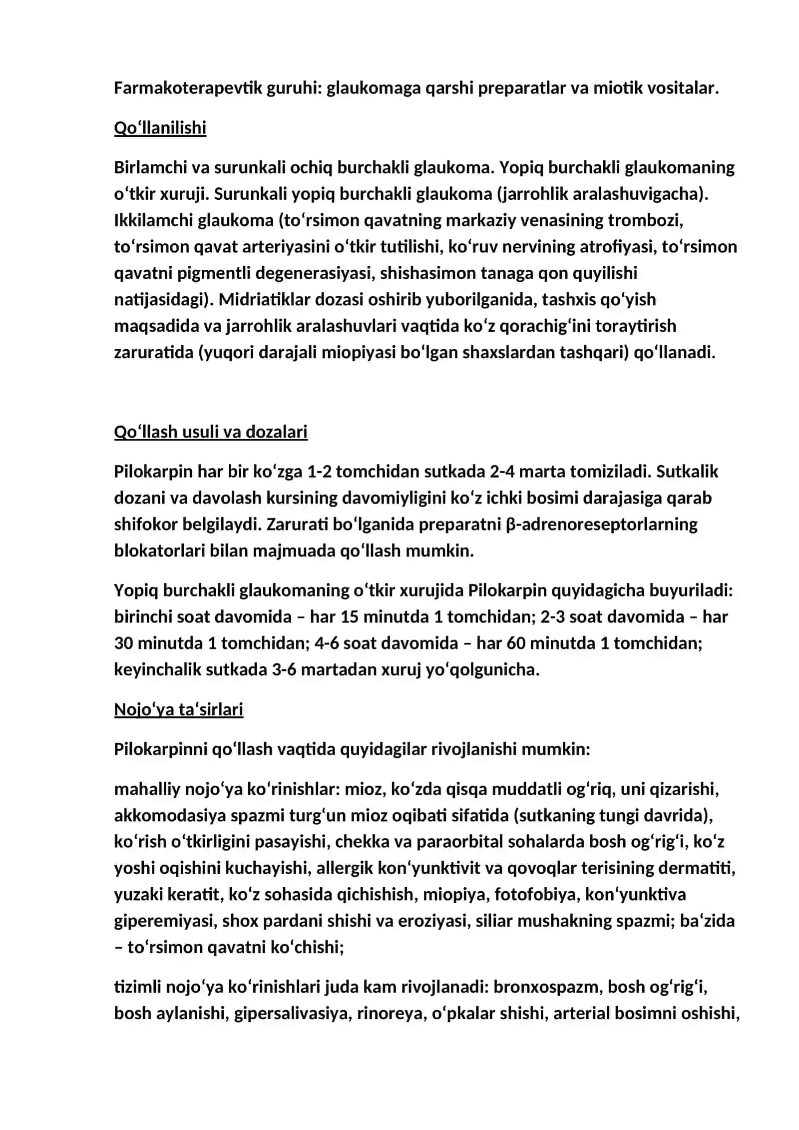 Xolinomimetik vositalar va xolinoblokatorlar: farmakokinetika va farmakodinamika 3