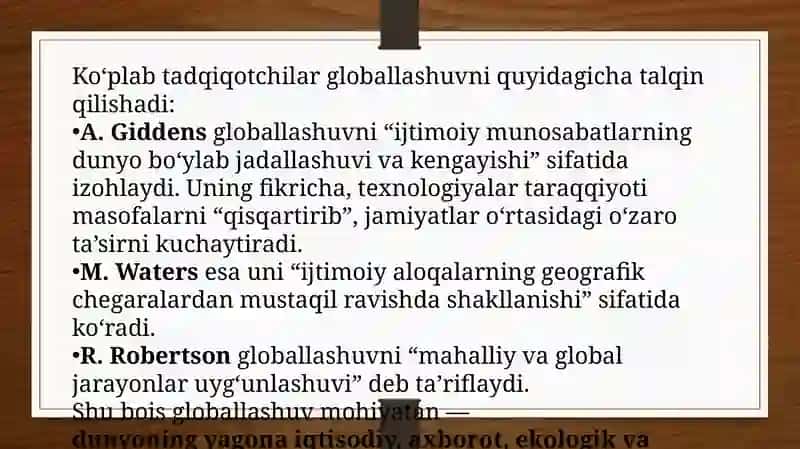 Globallashuv, globalistika va barqaror taraqqiyotning ustuvor yo’nalishlari 3