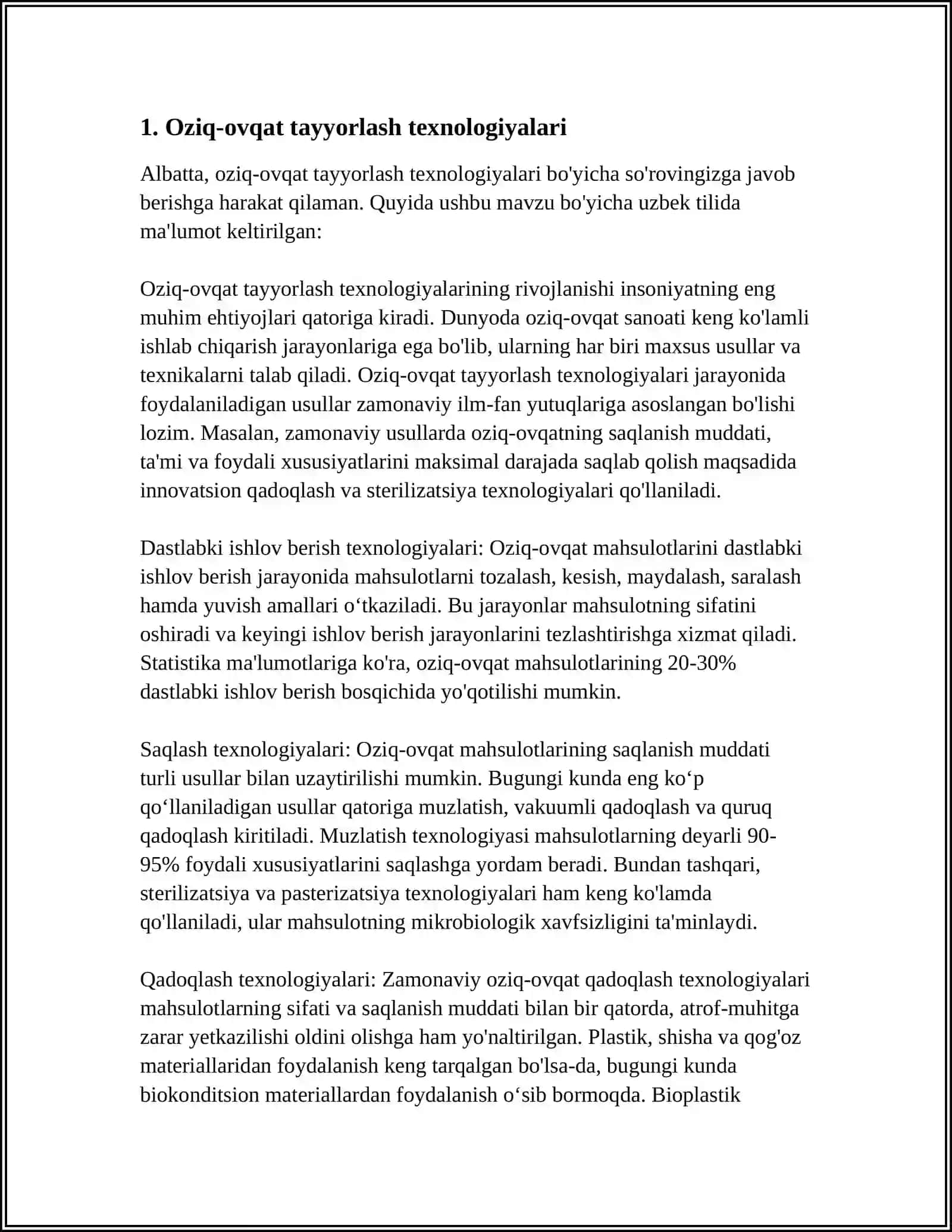 Oziq-ovqat tayyorlash texnologiyalari 3