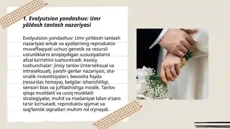 Umr yôldosh tanlash nazariyalari 3