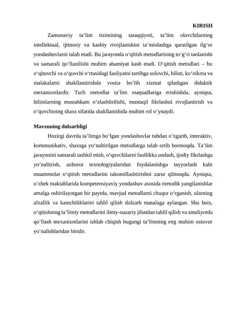 O‘qituvchining pedagogik mahorati tajribasida ta'lim metodları samaradorligini oshirish yo'llari 3