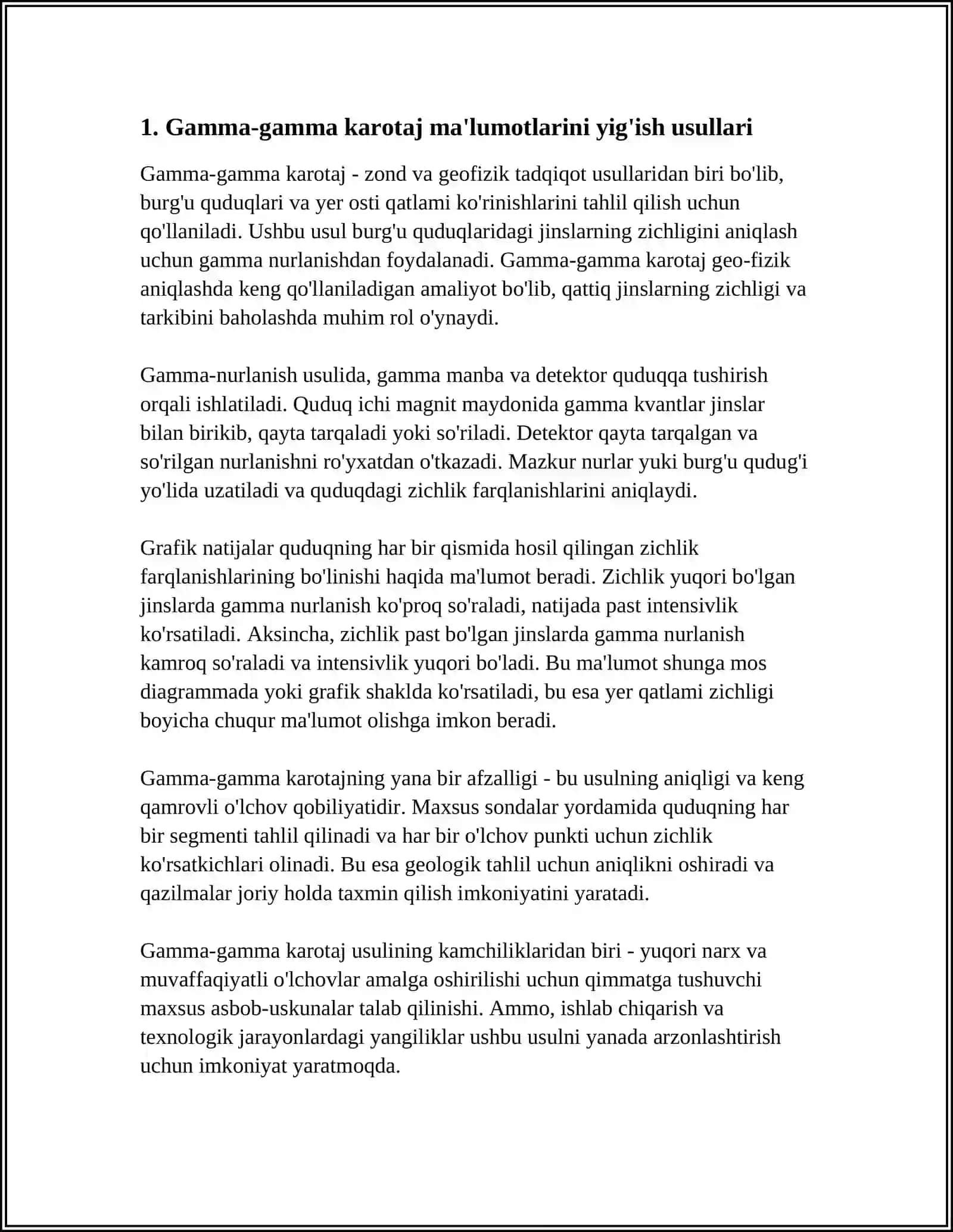 GAMMA-GAMMA KAROTAJ MALUMOTLARINI TAHLIL QILISH 3