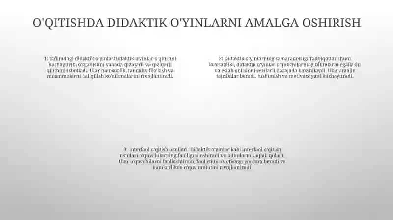 O'Qitishni Tashkil Qilishda Didaktik O'Yin Metodidan Foydalanish 3