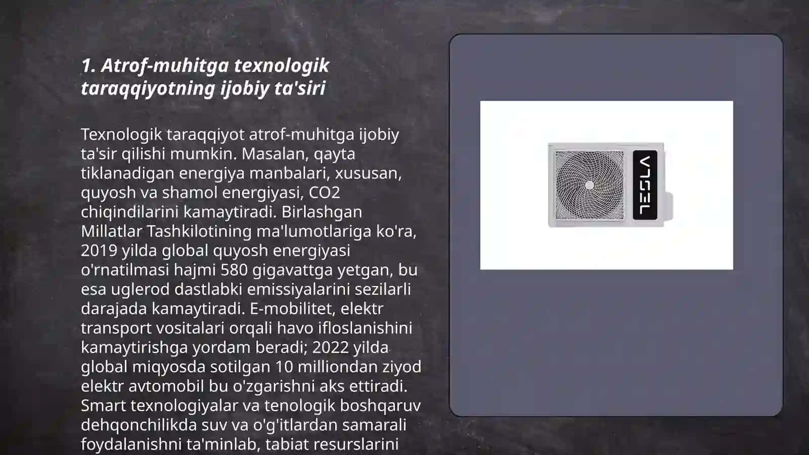Atrof-muhitga texnologik taraqqiyotning ijobiy ta'siri 3