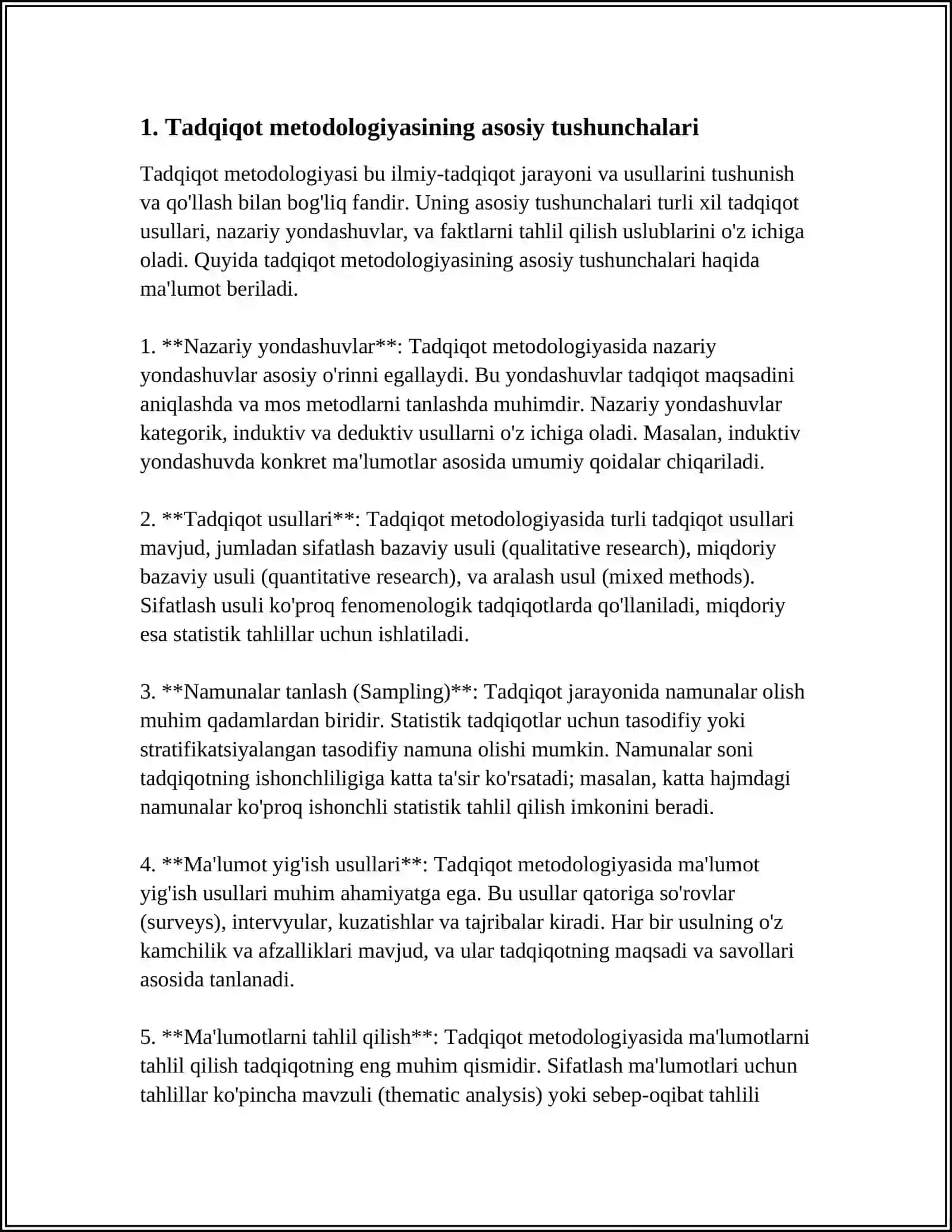 TADQIQOT METODOLOGIYASI, TADQIQOT USLUBIYOTI(TEXNOLOGIYASI) 3