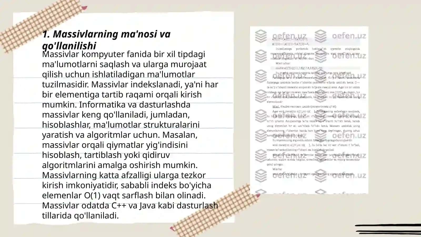 Massivlar va satriy kattaliklar bilan ishlash 3