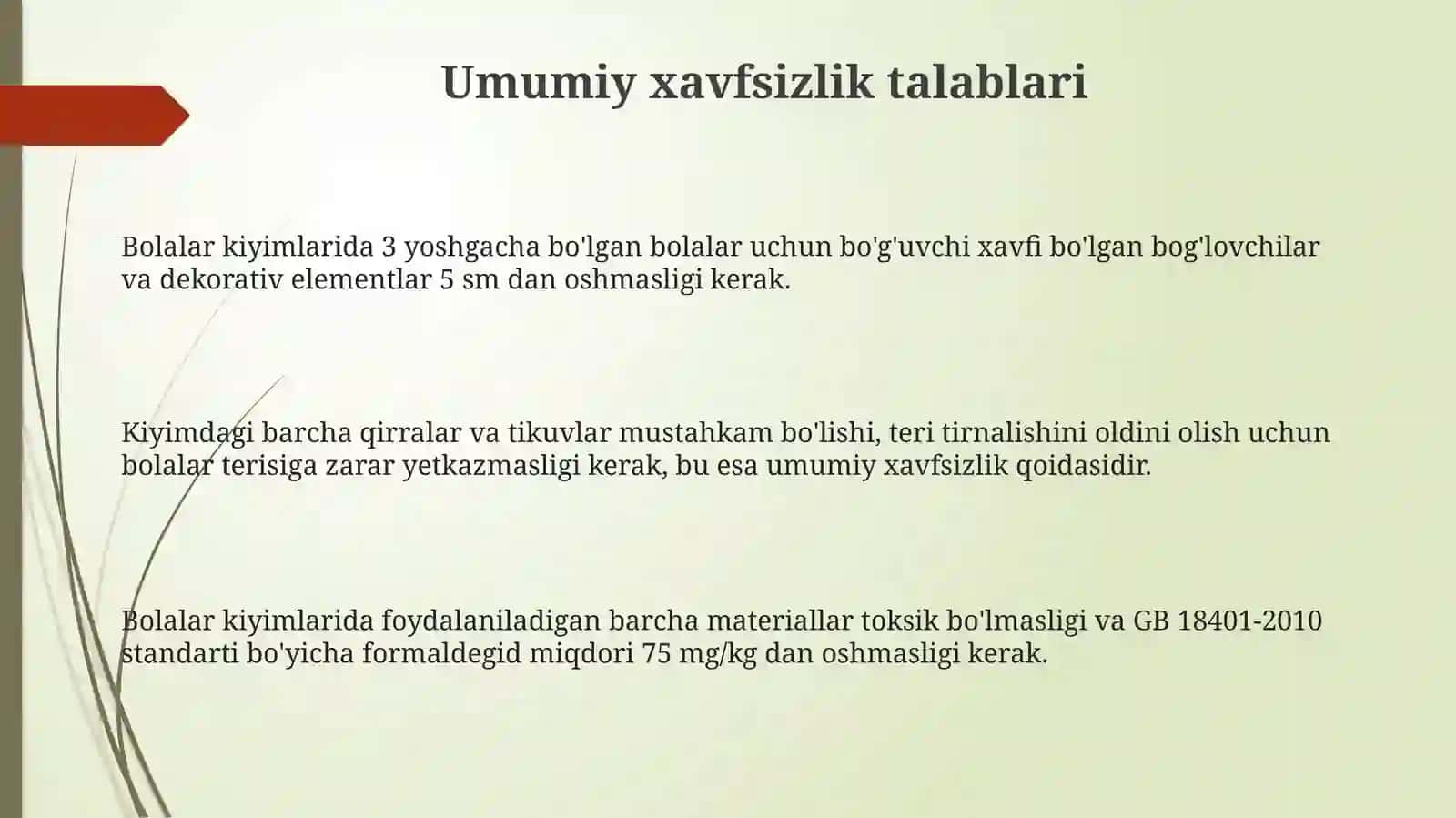 Bolalar kiyimlari va poyabzallariga qoyiladigan talablar 3