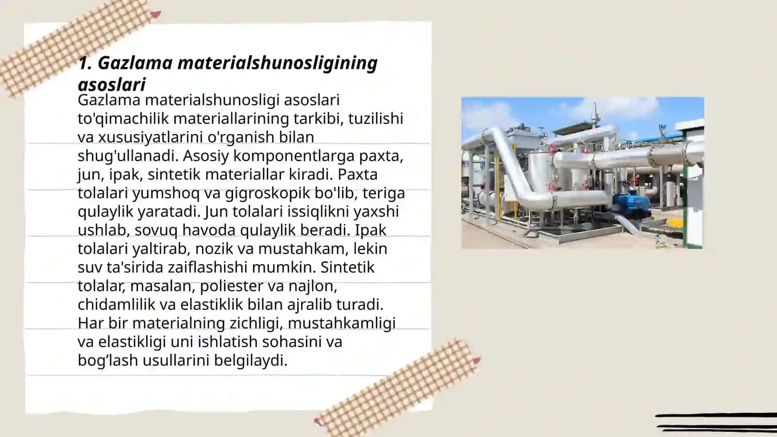 Gazlama materialshunosligi haqida slaydlar tayyorlash 3