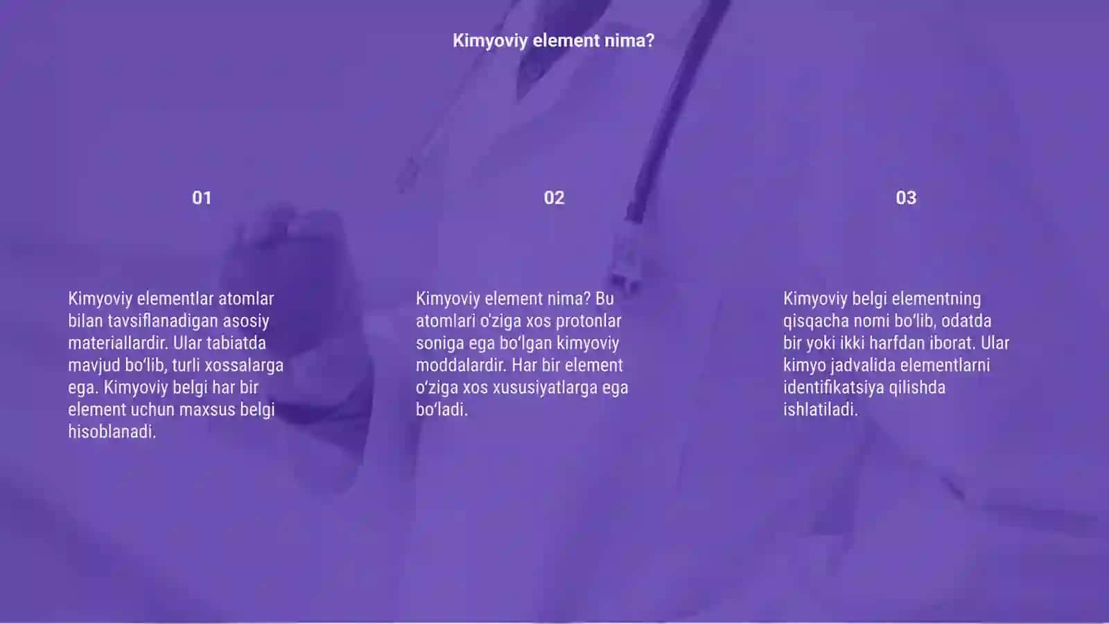 Kimyoviy element. Kimyoviy belgi 3