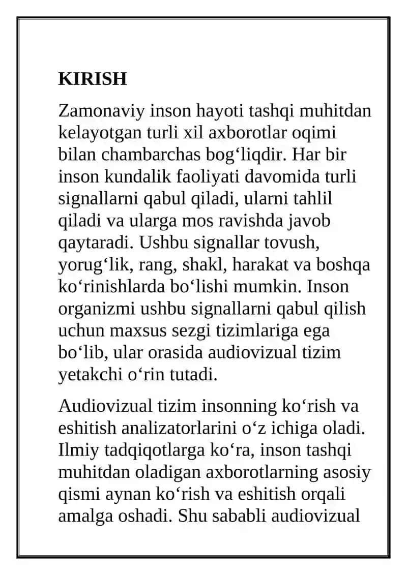 Inson audiovizual tizimining signal qabul qilishdagi roli 3