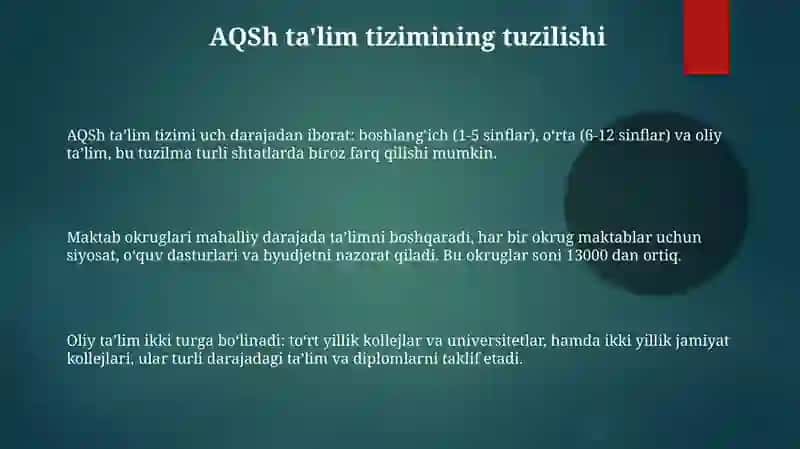 AQSh ta'lim tizimni va uning tarkibi 3