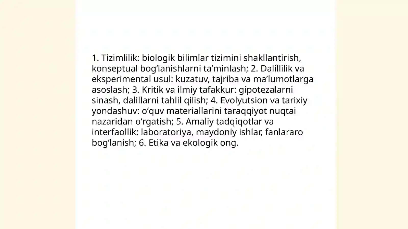 Biologiyani o'qitishda o'quvchilarning ilmiy dunyoqarashini shakllantirish metodikasi 3