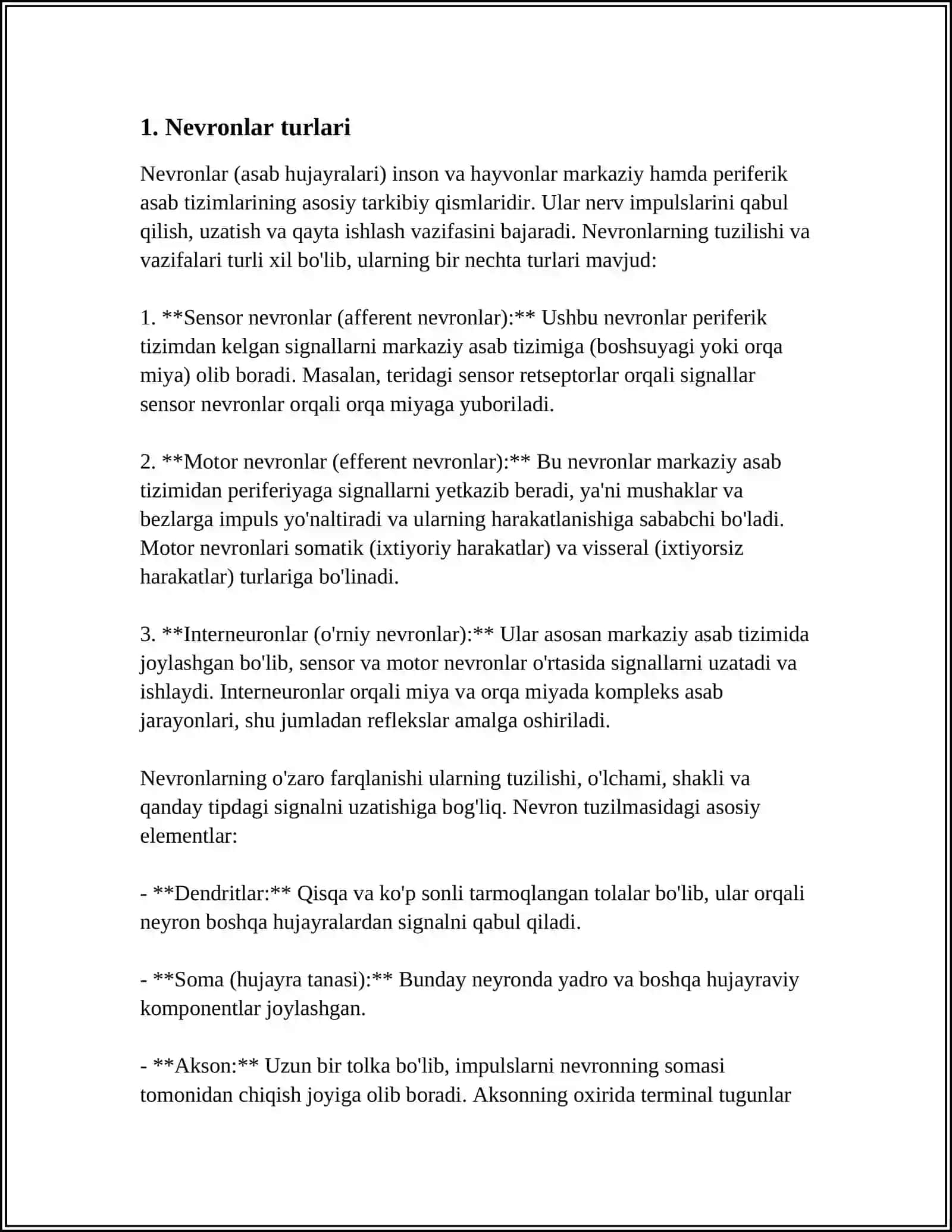 ORQA MIYANING HARAKATLANTIRUVCHI NEYRONLARNING TURLARI VA ULARNING MORFOFUNKSIONAL HUSUSIYATLARI 3