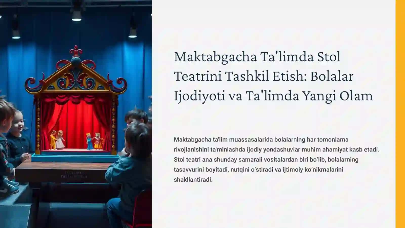 Maktabgacha ta'lim tashkilotida stol teatrni tashkil qilish 3