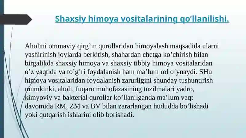 SHAXSIY HIMOYALANISH VOSITALARI.SHAXSIY TIBBIY HIMOYA VOSITALARI 3