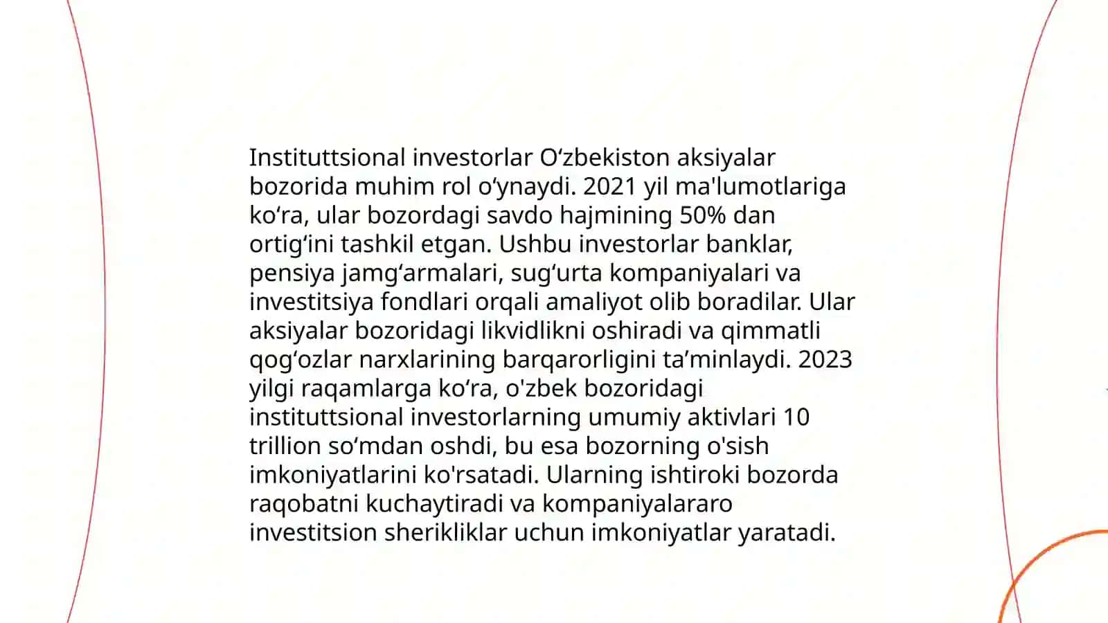 O'zbek aksiyalar bozorining rivojlanishidagi institutsional investorlardan foydalanish imkoniyatlari 3