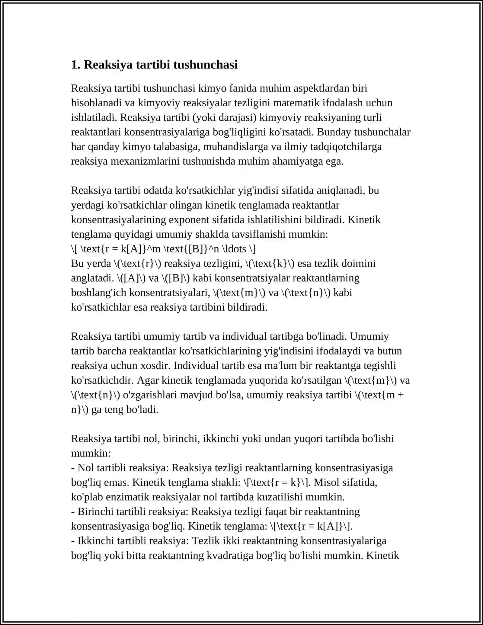 REAKSIYANING TARTIBI VA MOLEKULYARLIGI 3