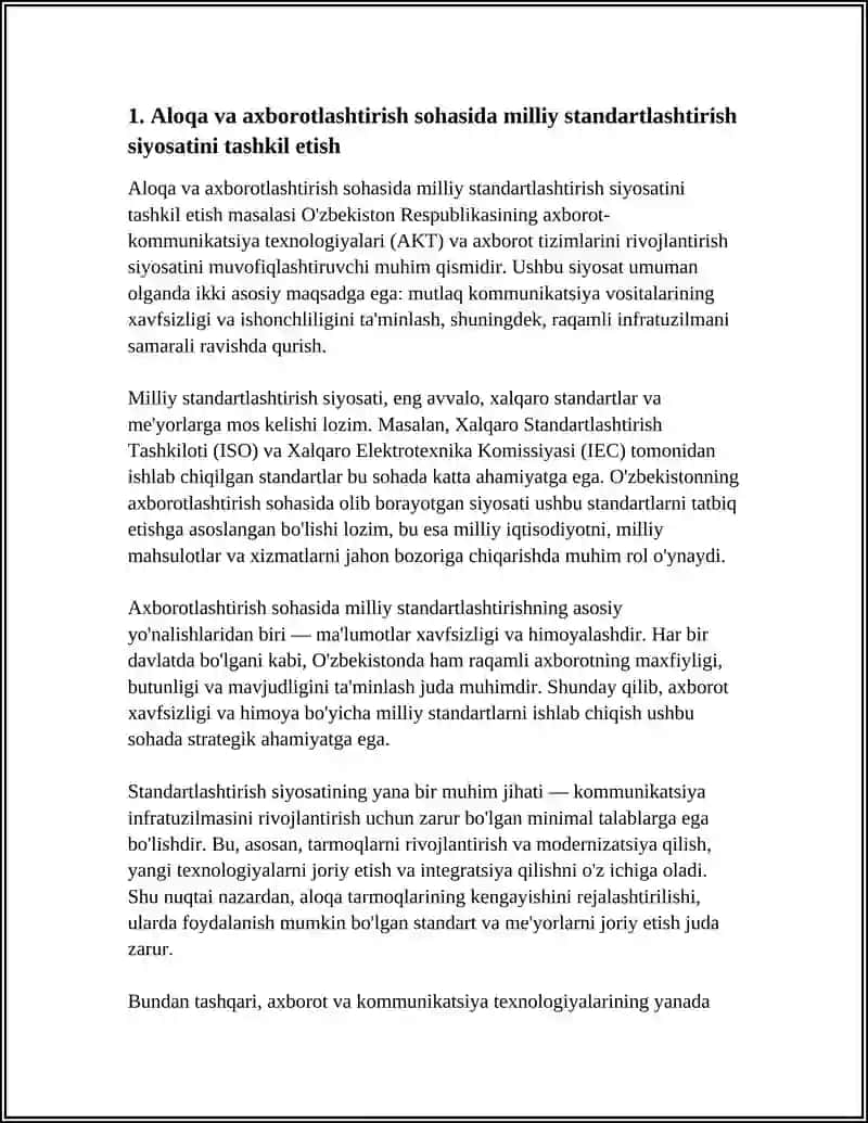 Aloqa va axborotlashtirish sohasida standartlashtirish ishlari 3