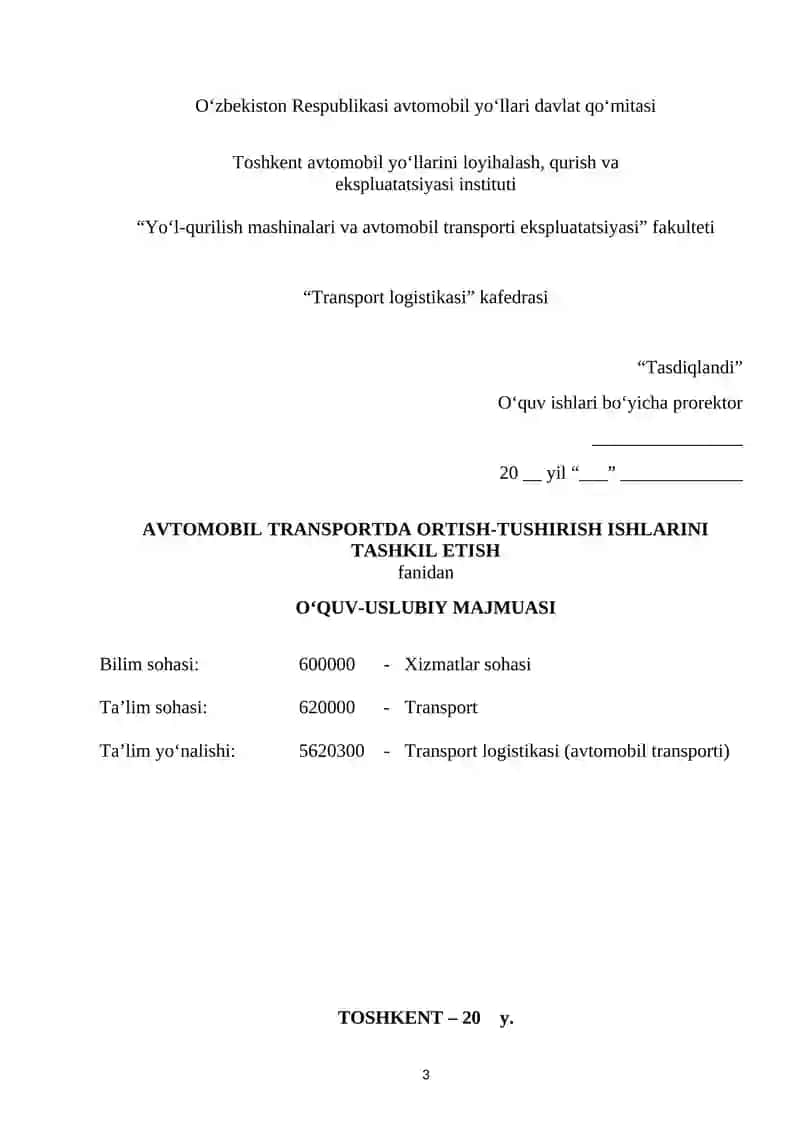 IXTISOSLASHTIRILGAN TRANSPORT VOSITALARIDA YUKLARNI TASHISH 3