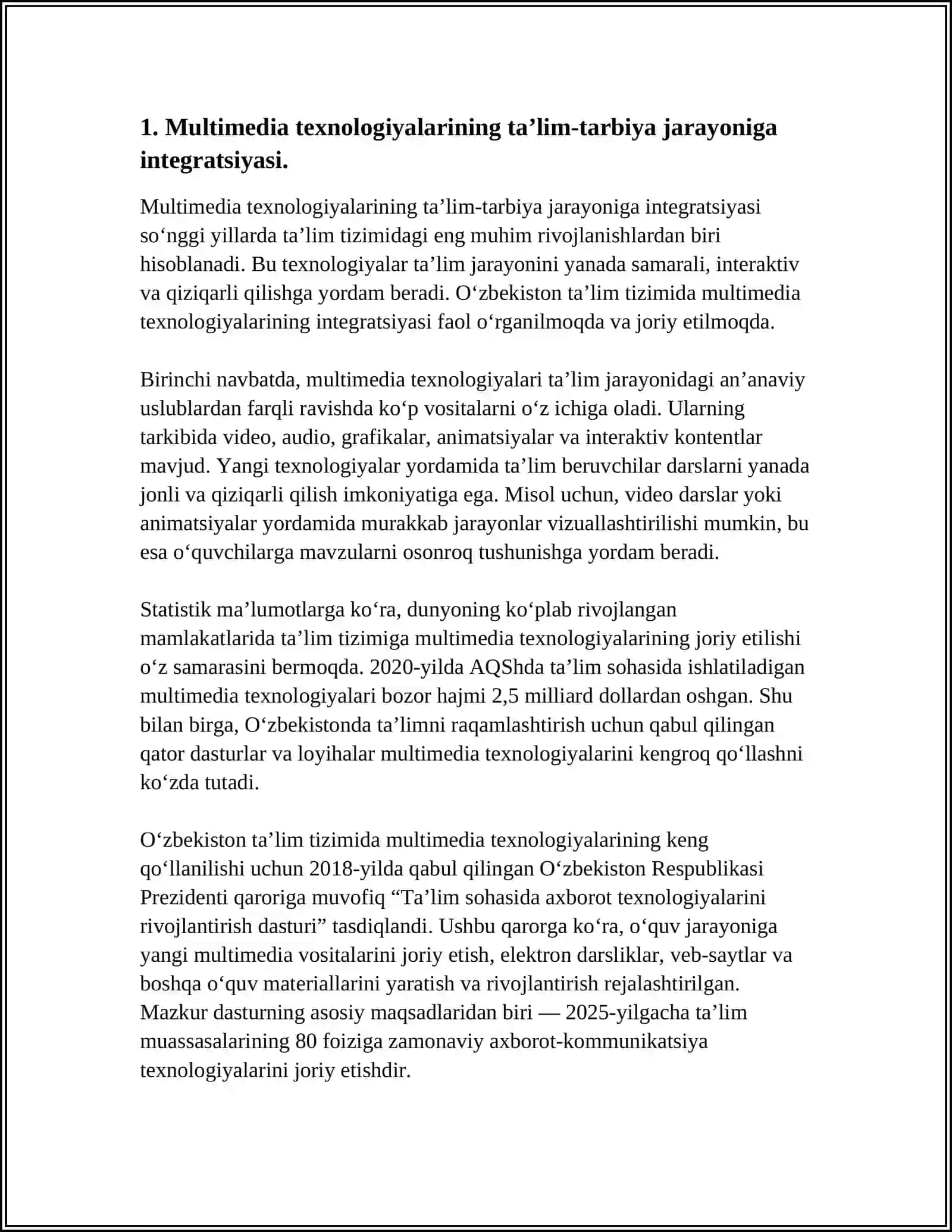 MAKTABGACHA TA’LIM TASHKILOTLARINING TA’LIM TARBIYA JARAYONIDA MULTIMEDIA TEXNOLOGIYASIDAN FOYDALANISHNI AMALGA OSHIRISH 3