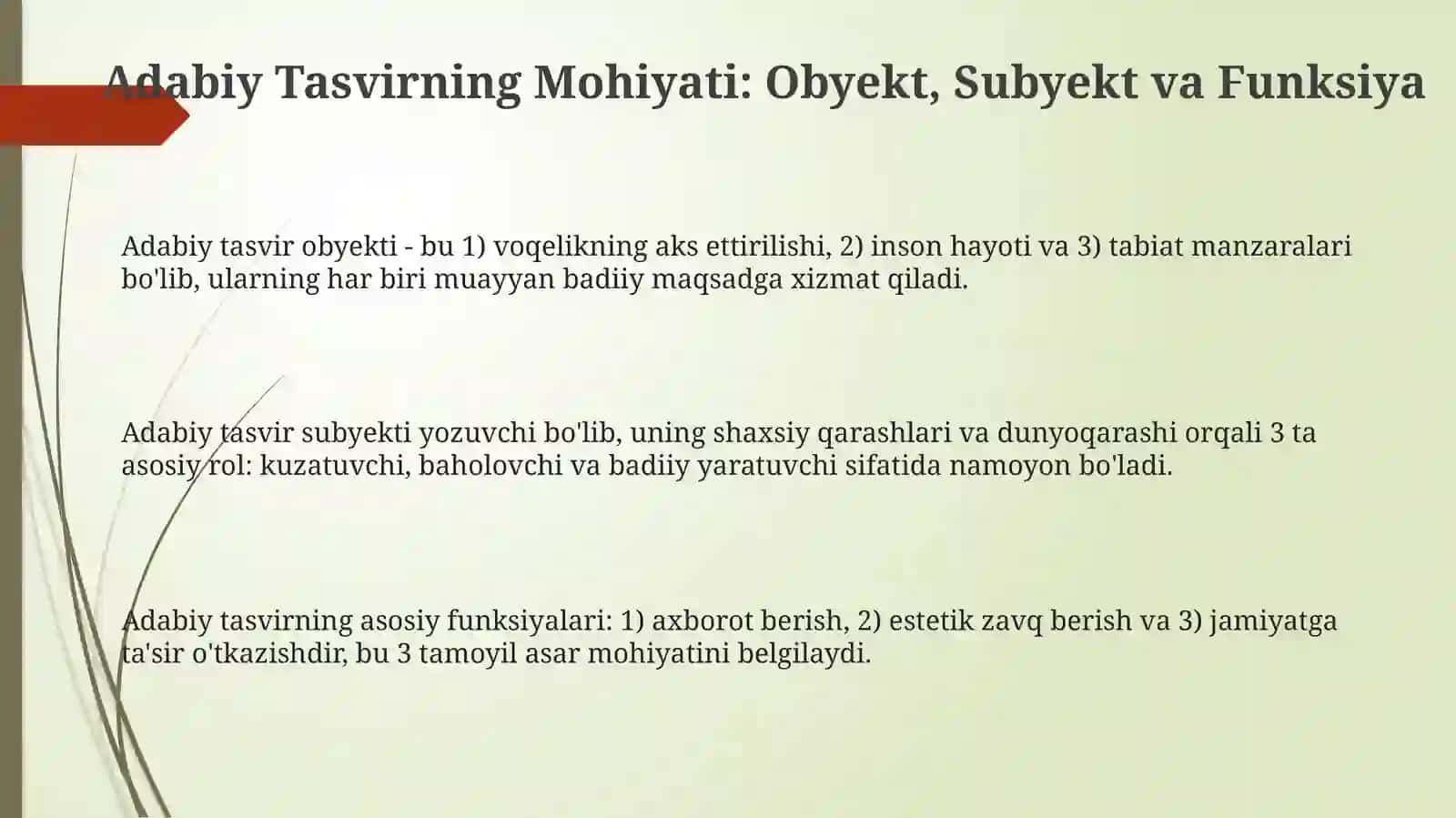 Adabiy Tasvirning Mohiyati: Obyekt, Subyekt va Funksiya 3