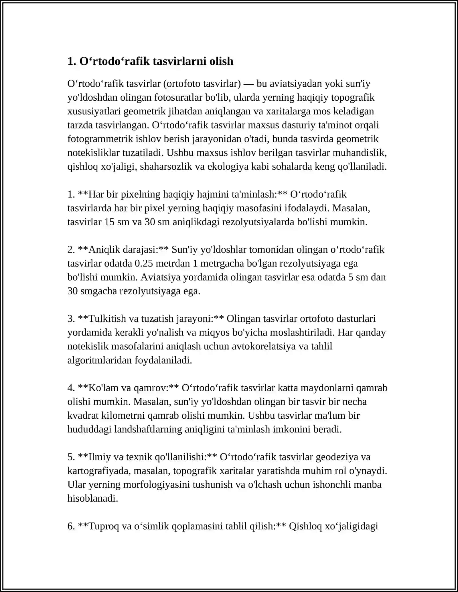 ORTOFOTOPLANLAR TUZISH JARAYONLARI 3