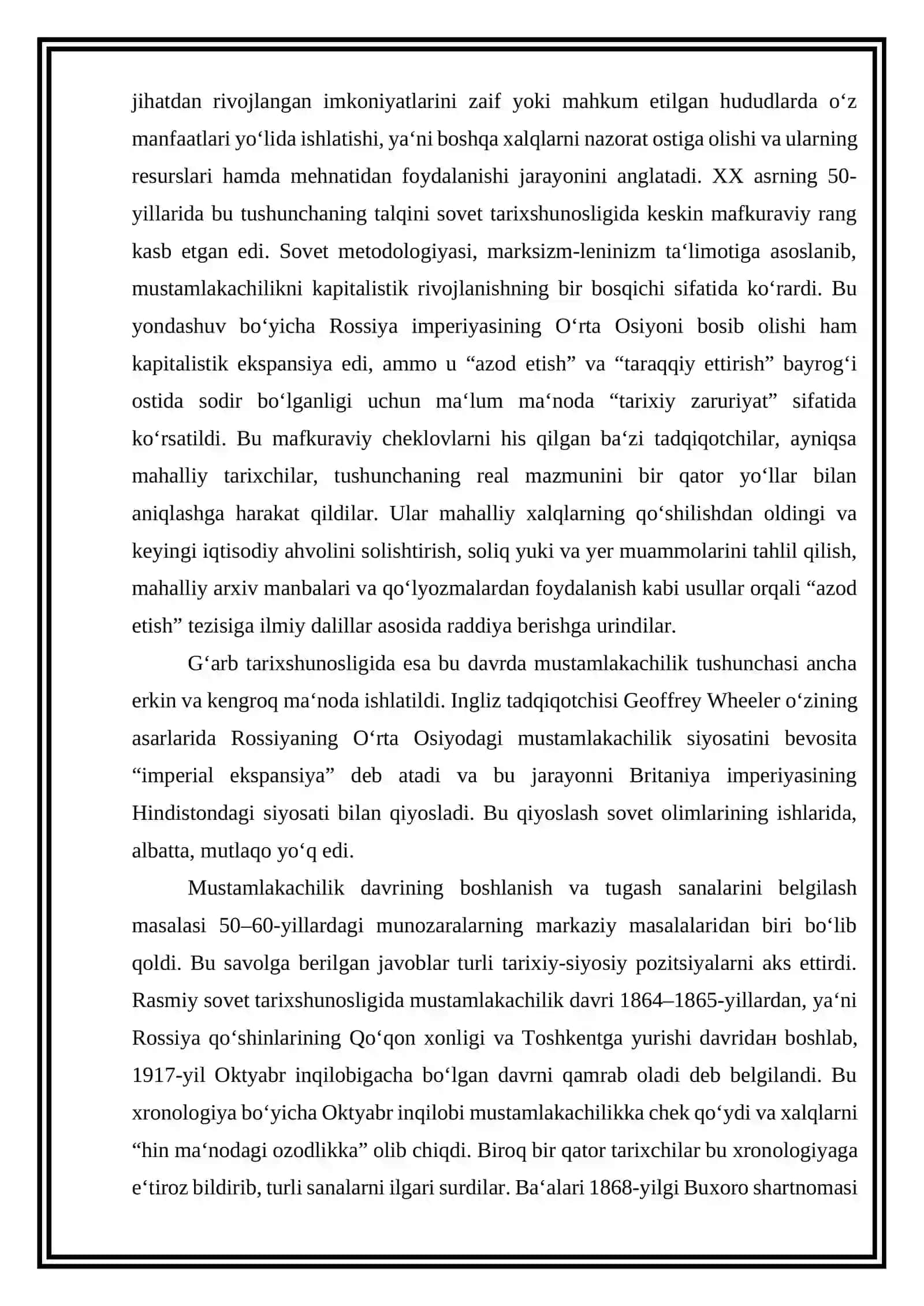 O‘rta Osiyo tarixining mustamlakachilik davri masalasi borasidagi ilmiy munozaralar (XX asrning 50–60 yillarida) 3