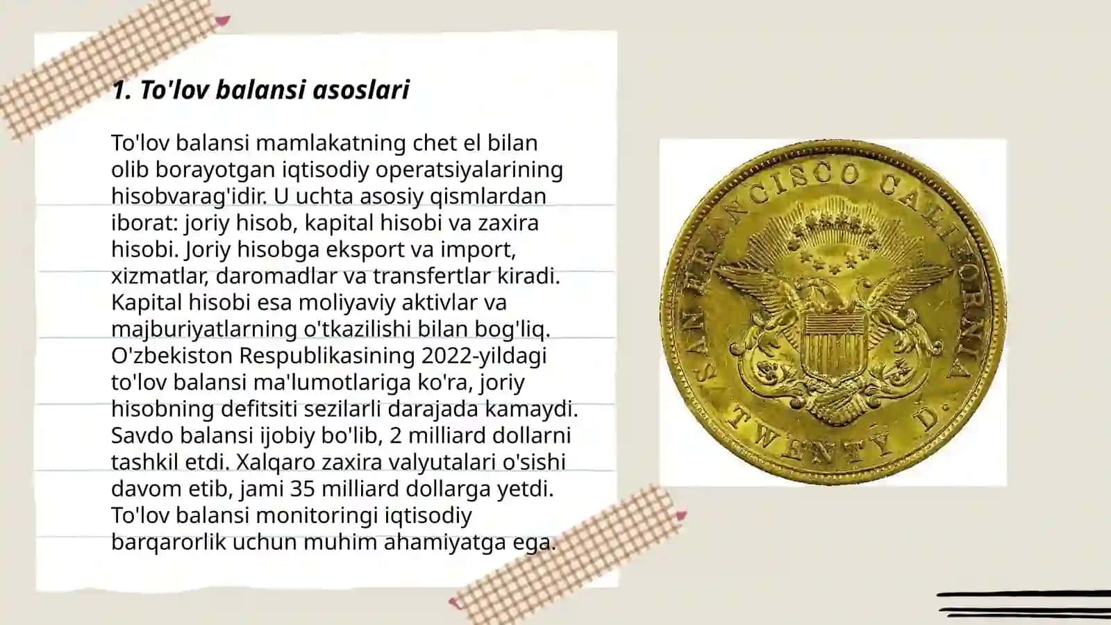 To'lov balansi, tashqi qarz va oltin valyuta zaxiralari 3